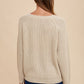 Annie Wear HELLO Embroidered Raglan Sleeve Sweater