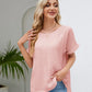 Round Neck Short Sleeve Blouse