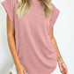 Full Size Textured Round Neck Cap Sleeve Blouse