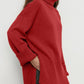 Side Slit Turtleneck Drop Shoulder Sweater