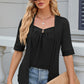 Full Size Eyelet Half Sleeve T-Shirt