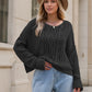Round Neck Dropped Shoulder Long Sleeve Sweater