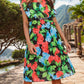 FULL SIZE Ruffled Printed Surplice Cap Sleeve Dress