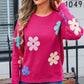 Flower Round Neck Long Sleeve Sweater