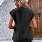 Full Size Decorative Button V-Neck Short Sleeve Blouse