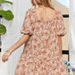 ADORA Floral Square Neck Puff Sleeve Dress