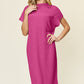 Double Take Full Size Texture Mock Neck Short Sleeve Dress