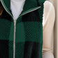 Full Size Pocketed Plaid Vest Coat