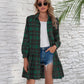 Ruffle Hem Plaid Button Down Long Sleeve Dress