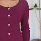 Button Up Round Neck Long Sleeve Cardigan