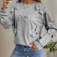Perfee Bow Round Neck Long Sleeve Sweatshirt