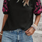 Full Size Embroidered Round Neck Short Sleeve Blouse