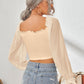 Mesh Sweetheart Neck Flounce Sleeve Top