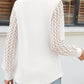 Cutout Round Neck Lace Long Sleeve Blouse