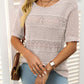 Mandy Openwork Round Neck Half Sleeve Knit Top