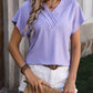 Textured Surplice Short Sleeve Blouse