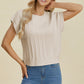 Double Take Full Size Cable-Knit Round Neck Short Sleeve Sweater