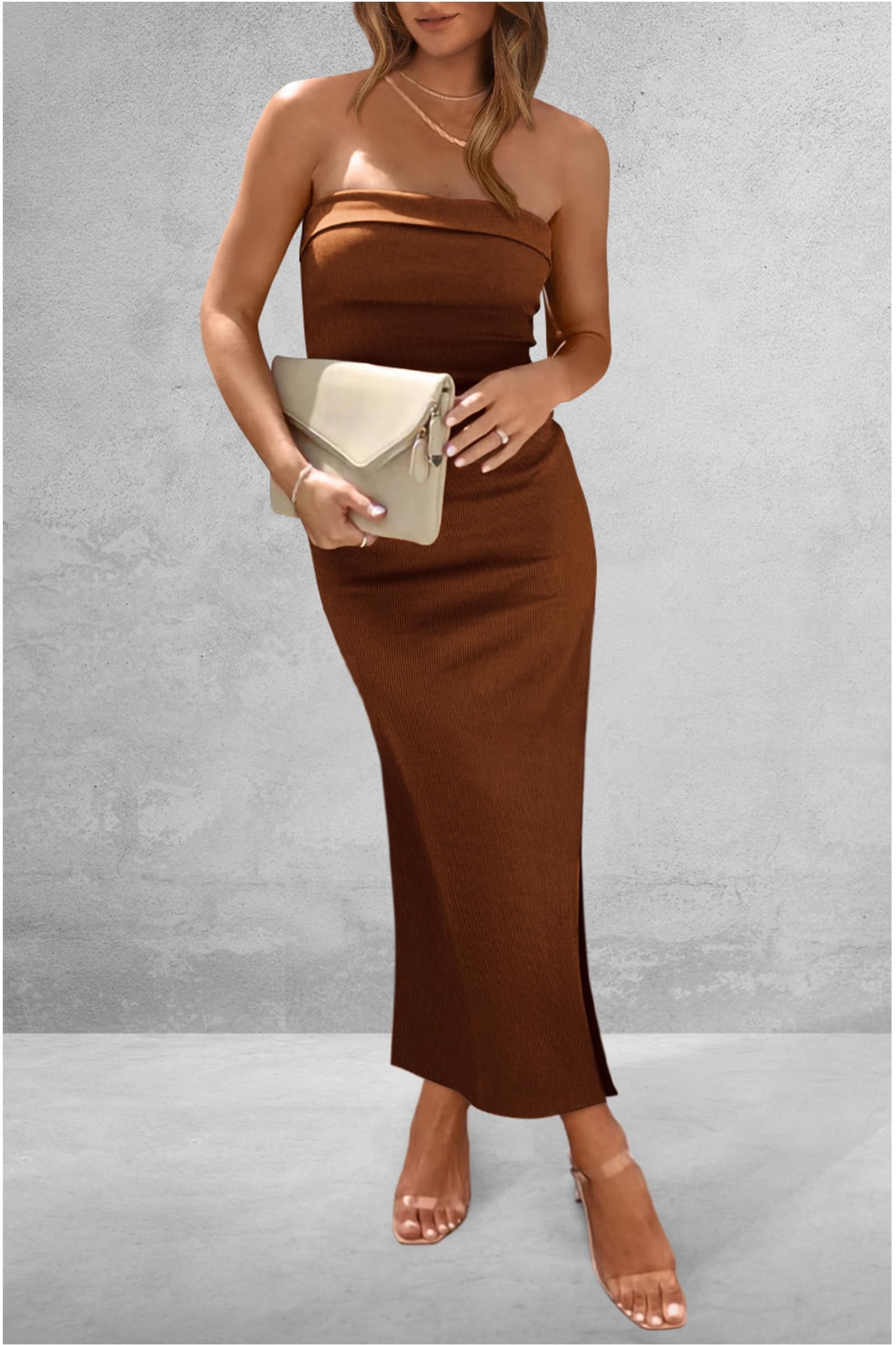 Amanda Full Size Slit Tube Midi Dress