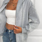 Perfee Rhinestone Zip Up Long Sleeve Hoodie