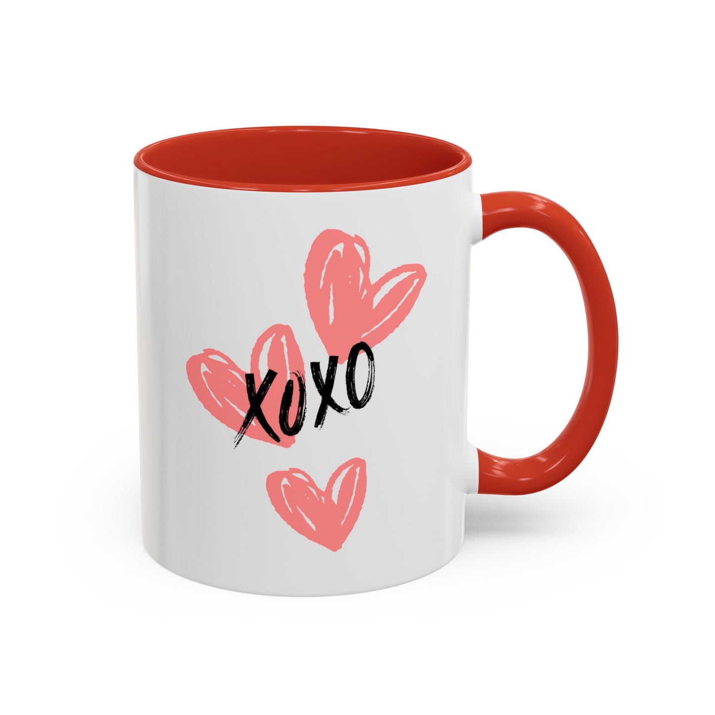 Heart XOXO Accent Coffee Mug (11, 15oz) | Made to Order