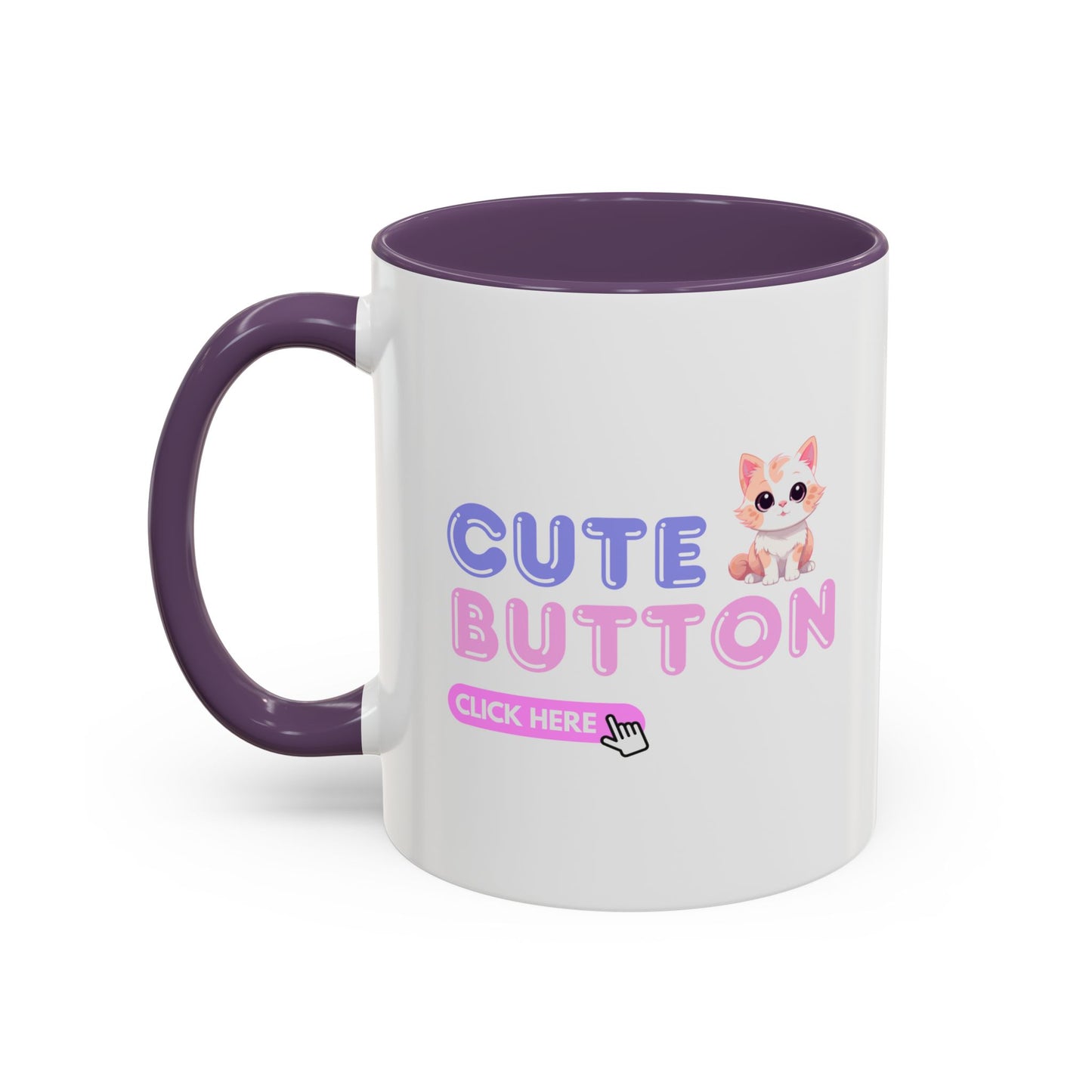 Cute Button Click Here Accent Coffee Mug (11, 15oz) | Made to Order