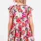Mittoshop Floral V-Neck Ruffled Cap Sleeve Blouse