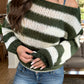 Striped Boat Neck Long Sleeve Sweater