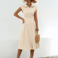Button Up Cap Sleeve Midi Dress