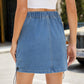 Full Size Drawstring Denim Skirt with Pockets