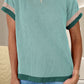 Color Block Round Neck Cap Sleeve T-Shirt