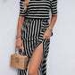 Slit Off-Shoulder Tie-Waist Midi Dress