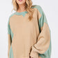 SAGE + FIG Color Block Round Neck Sweatshirt