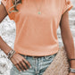 Decorative Button Round Neck Short Sleeve Blouse