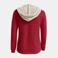 Full Size Waffle-Knit Contrast Long Sleeve Hoodie
