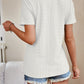 Full Size Eyelet V-Neck Short Sleeve Top