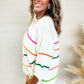 Striped Half Sleeve Drop Shoulder Sweater