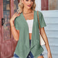 Eyelet Open Front Short Sleeve Cover Up
