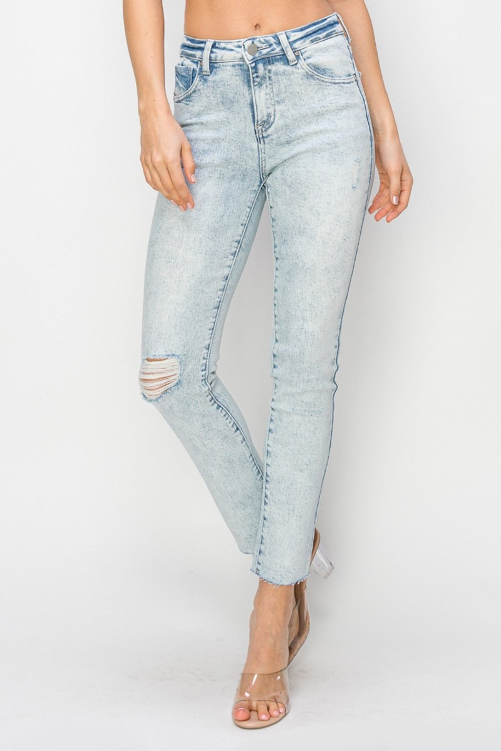 Risen Full Size High Rise Distressed Skinny Jeans *
