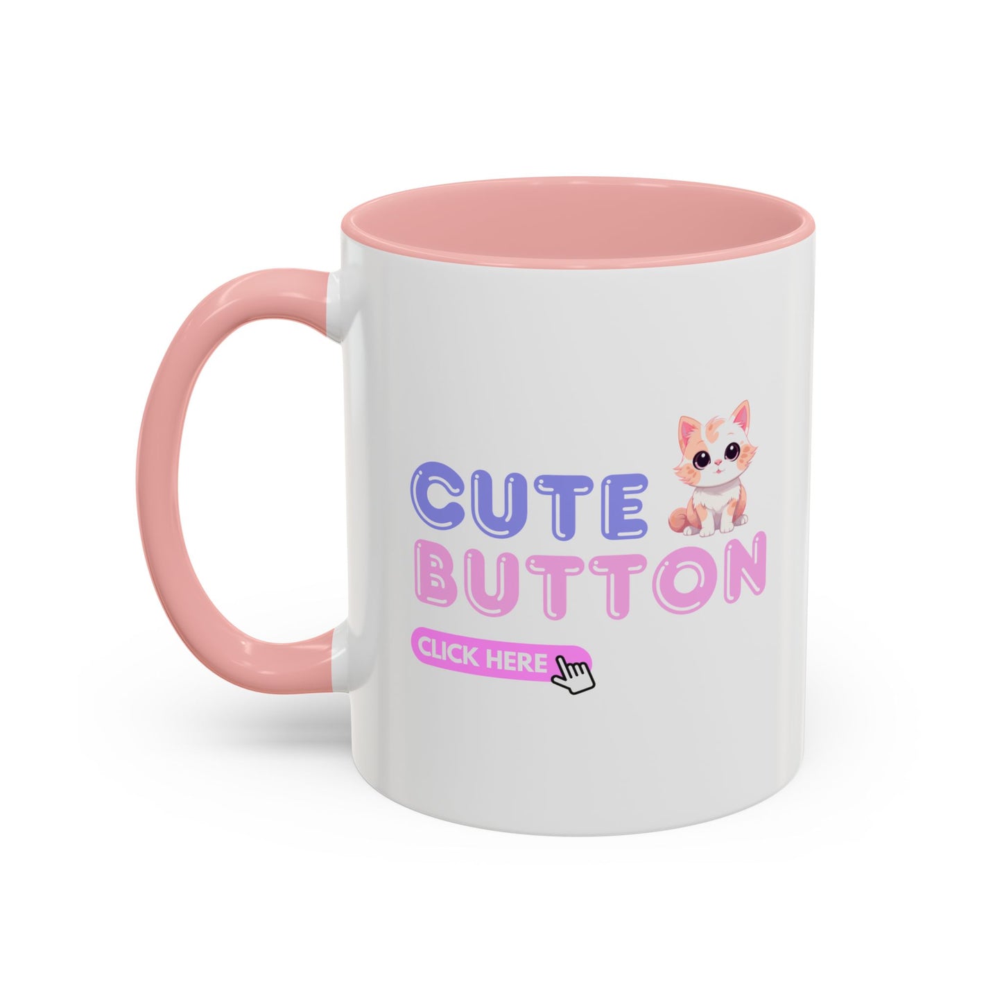 Cute Button Click Here Accent Coffee Mug (11, 15oz) | Made to Order