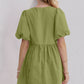 Oh Bow Ruched Puff Sleeve Mini Dress