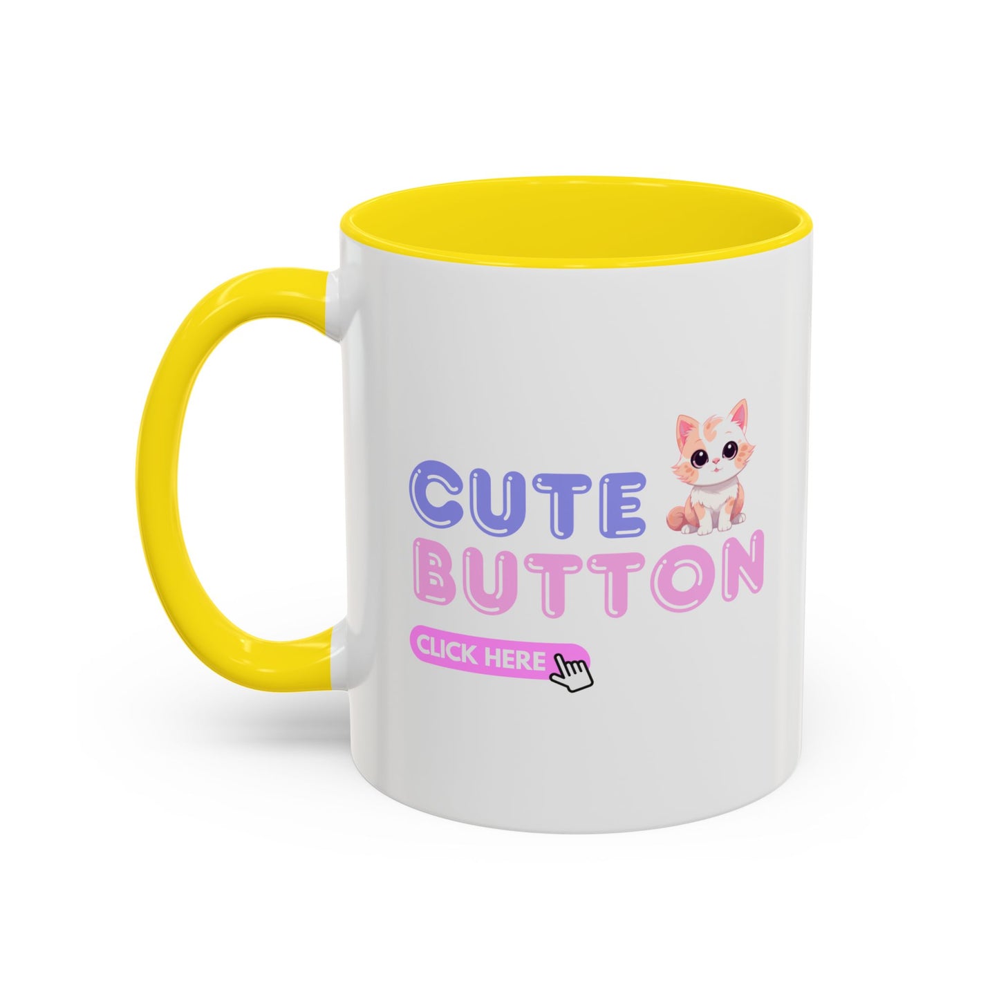 Cute Button Click Here Accent Coffee Mug (11, 15oz) | Made to Order