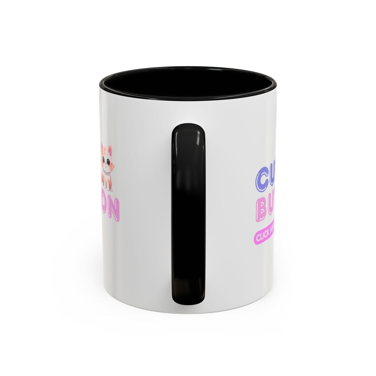 Cute Button Click Here Accent Coffee Mug (11, 15oz) | Made to Order