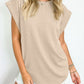 Full Size Textured Round Neck Cap Sleeve Blouse