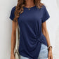Full Size Asymmetric Hem Round Neck T-Shirt