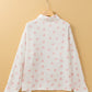 Heart Print Collared Neck Long Sleeve Shirt