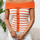 Decorative Button Striped Off-Shoulder Knit Top