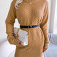 Round Neck Long Sleeve Mini Sweater Dress