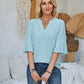 Eyelet Notched Half Sleeve T-Shirt