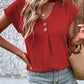 Full Size Decorative Button V-Neck Short Sleeve Blouse
