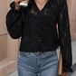 Lace Button Front Long Sleeve Top